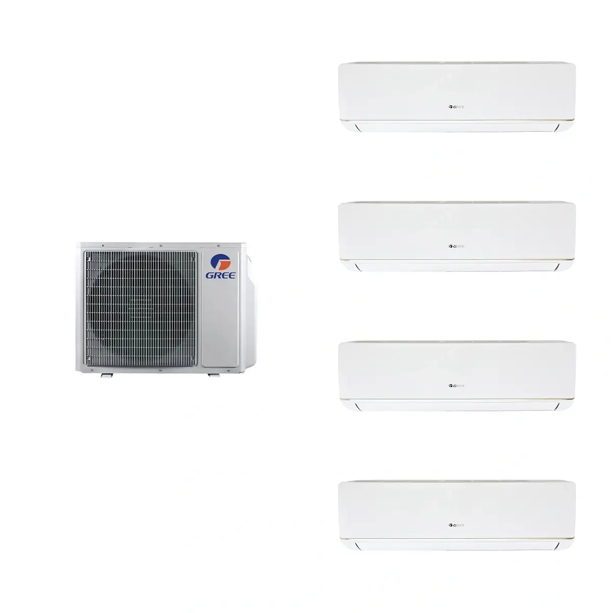 Aer condiționat multisplit Gree patru camere 1 unitate externă 28000 BTU și 3 unități interne 9000 BTU 1 unitate internă 12000 BTU