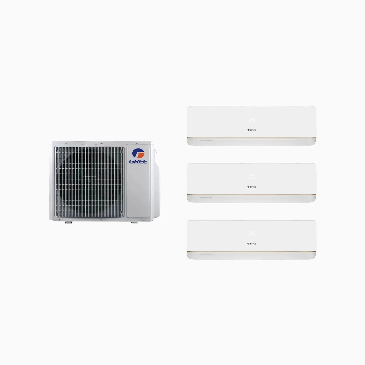 Aer condiționat multisplit Gree trei camere - unitate externă 24000 BTU + 3 × unitate internă 7000 BTU