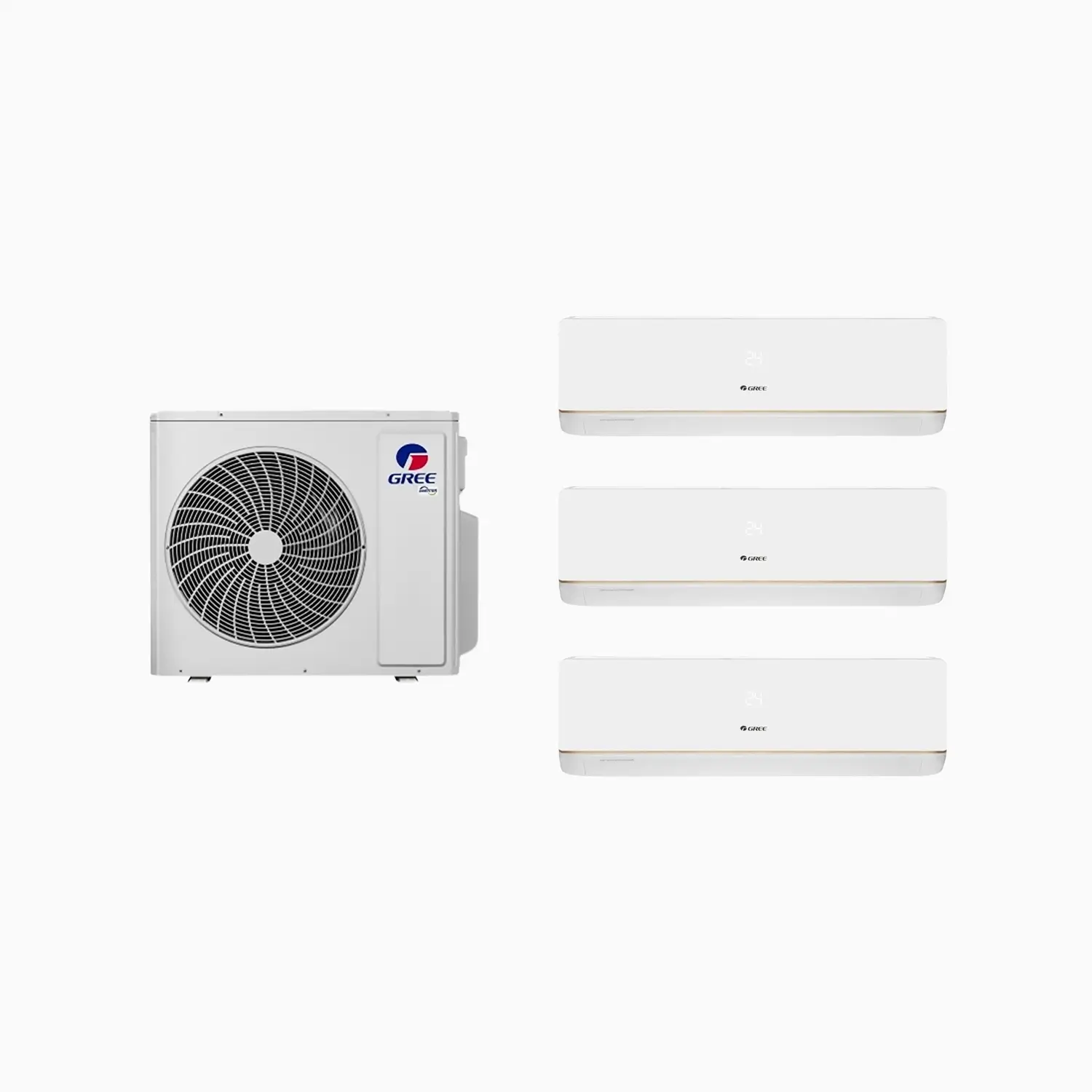 Aer condiționat multisplit Gree trei camere - unitate externă 28000 BTU + 3 × unitate internă 7000 BTU