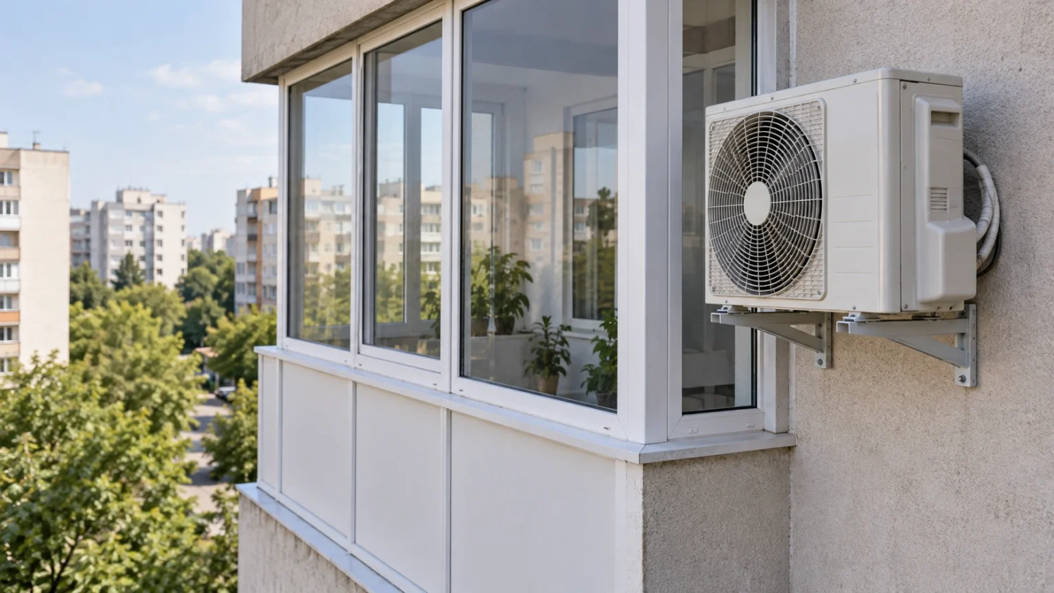 Poți monta unitatea exterioară a AC-ului într-un balcon închis?